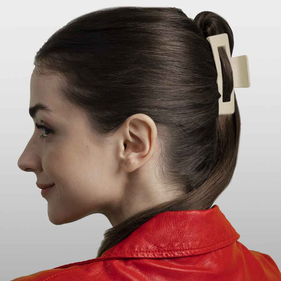 Prolume Rectangle Claw Clips Hair Accessories For Women/Girl (Light Beige,Dark Beige)