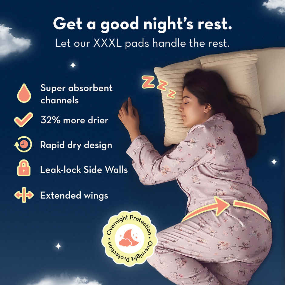 Plush Overnight XXXL Sanitary Pads | Pack of 10 | All Night Pads