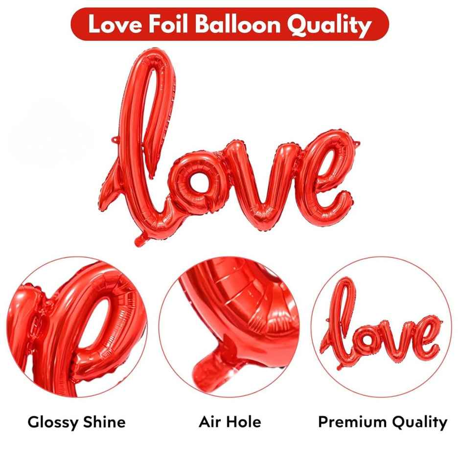 Love Foil Balloon for Birthday, Wedding, Home, Party Decoration | Red | Hemito