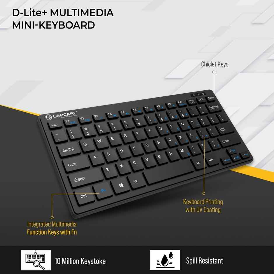 Lapcare Wireless Mini Keyboard | 2.4 GHz | 87 Keys | Compatible with Windows PC-Laptop-MAC