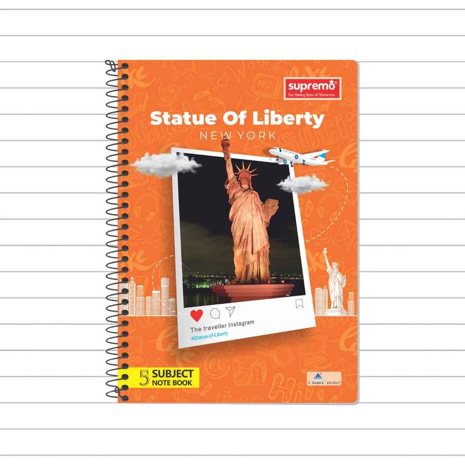 supremo A4 Spiral Notebook 6 Subject 300 Pages, Single Line