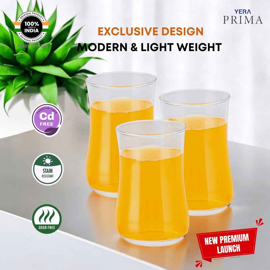 YERA GLASSWARE Prima Water Tumbler | Durable & Stylish