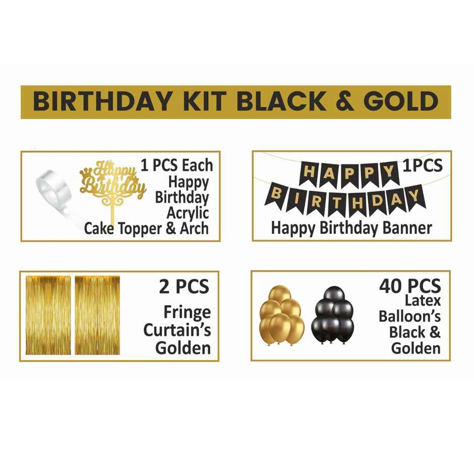 Birthday Decoration Kit Black & Gold | Let's Vybe