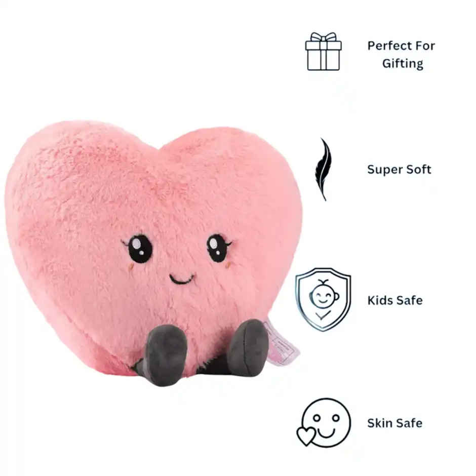 Fablue Pink Love Heart Plush Huggable Romantic Pillow Soft Toy for Kids & Adults