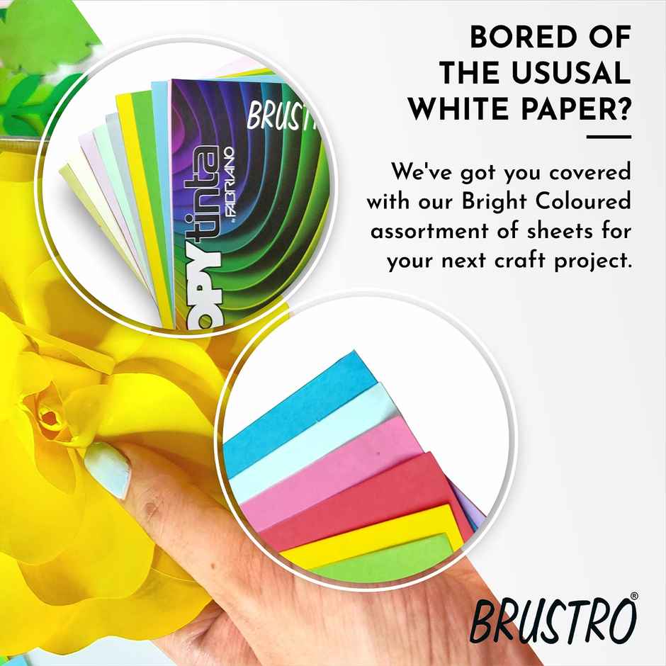 Brustro A4 Soft | Pack Of 40 Sheets | 10 Colours x 4 Sheets Each | 80 Gsm - Assorted