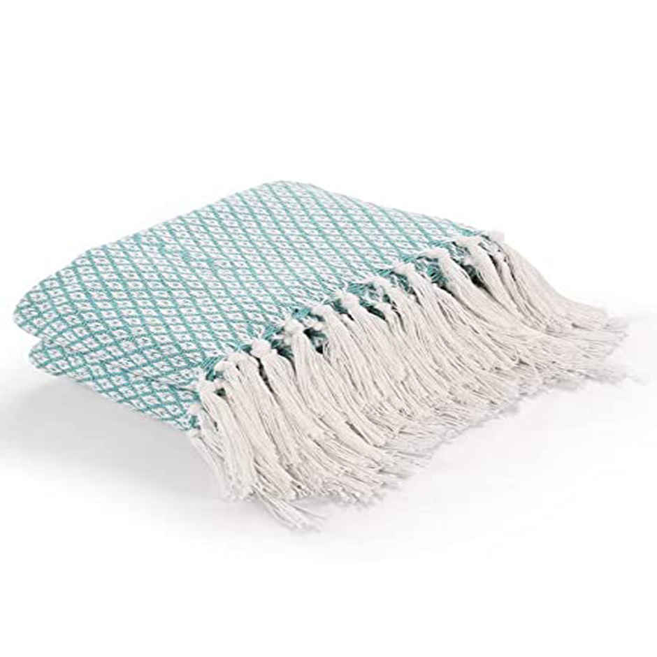 Sashaa World Soft Cotton Bed Throw-Blue & White