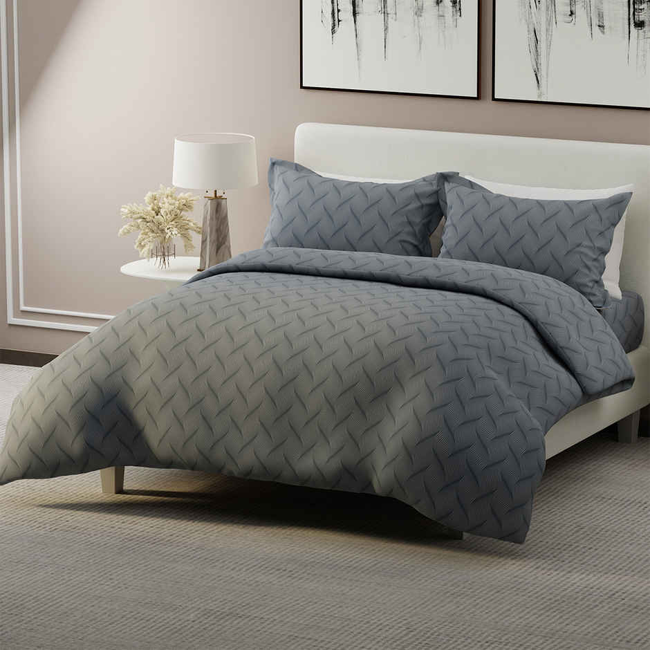 Boutique Living Radiance (Queensberry) 100% Cotton 825 TC Grey King Bedsheet with 2 Pillow Covers