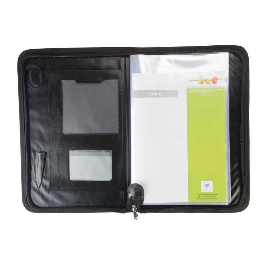 Worldone Leathrite Cover Display Book With 20 Inside Pocket With Name Card And Zipper Closure