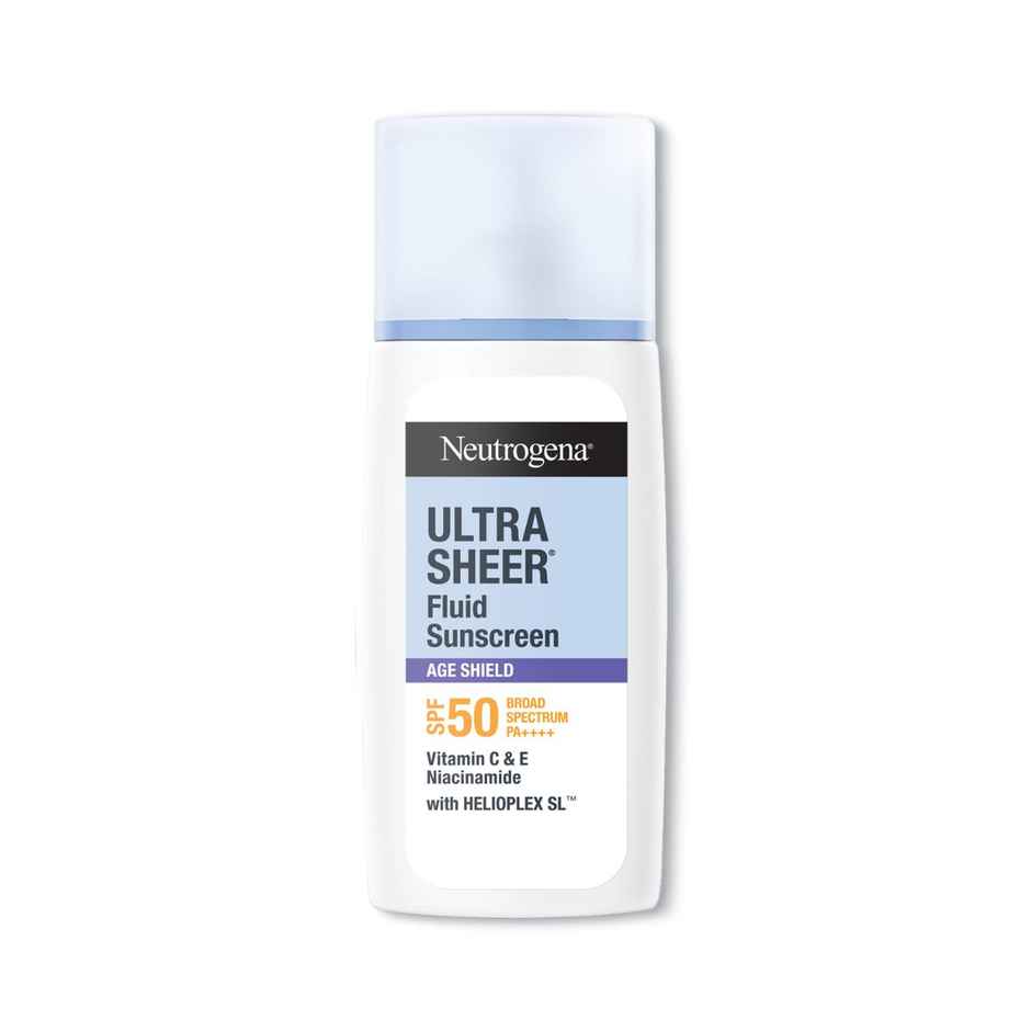 Neutrogena Ultra Sheer Age Shield Fluid Face Sunscreen SPF50+ PA++++ Hyaluronic Acid, Niacinamide Oily Skin