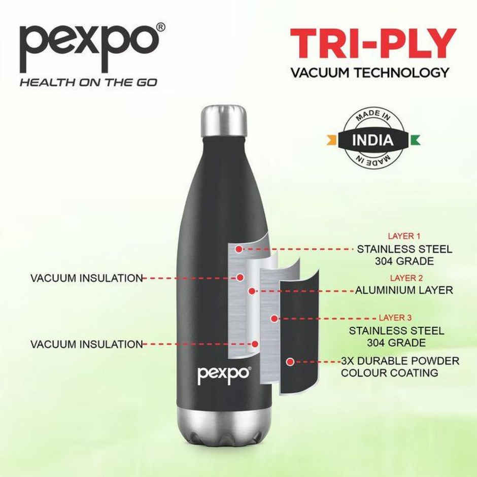Pexpo 24 Hrs Hot & Cold Isi Certified Electro Vacuum Insulated Water Bottle | 1 L