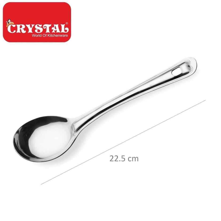 Crystal - Cc943 Oval Medium Stainless Steel Serving Spoon Silver 22.5 Centimeter