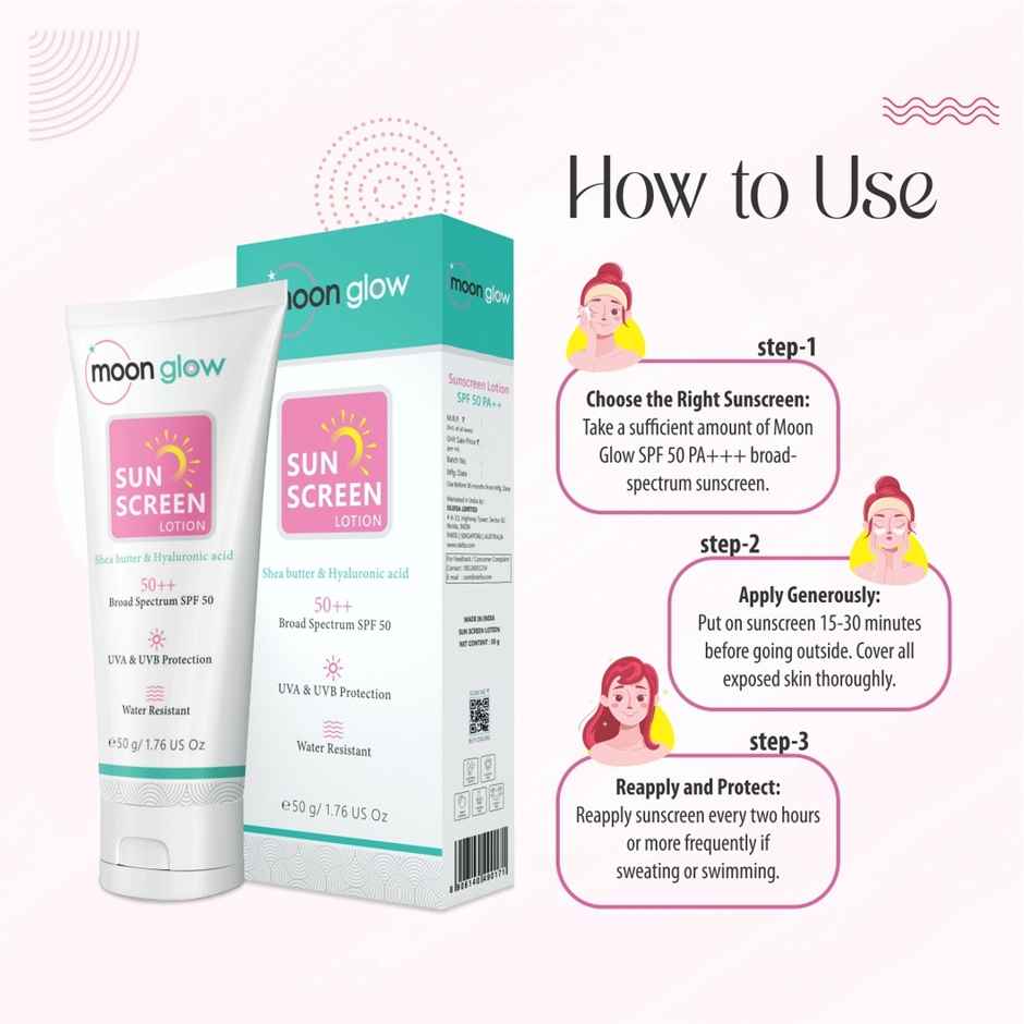 Moon Glow Sunscreen Lotion With Shea Butter & Hyaluronic Acid SPF 50 +++