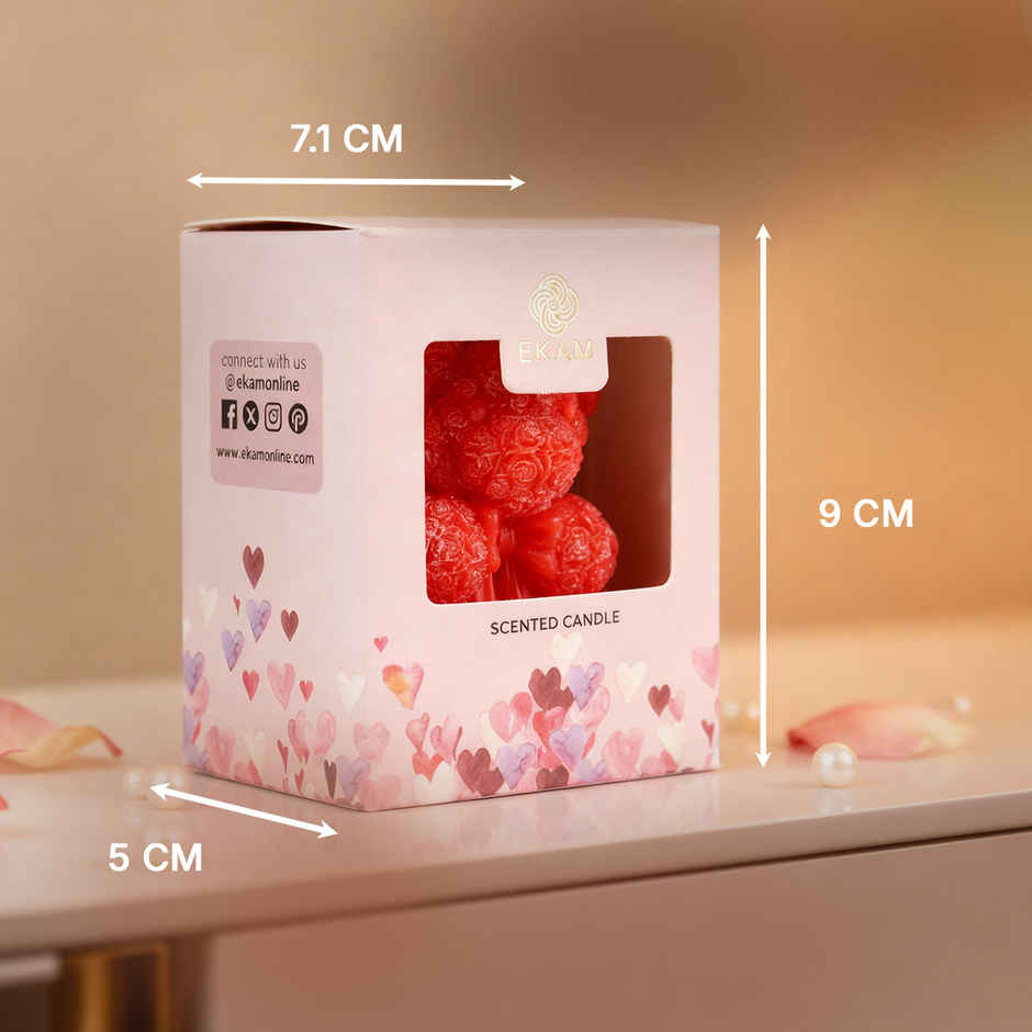 Ekam Crimson Kiss Teddy Bear Candle