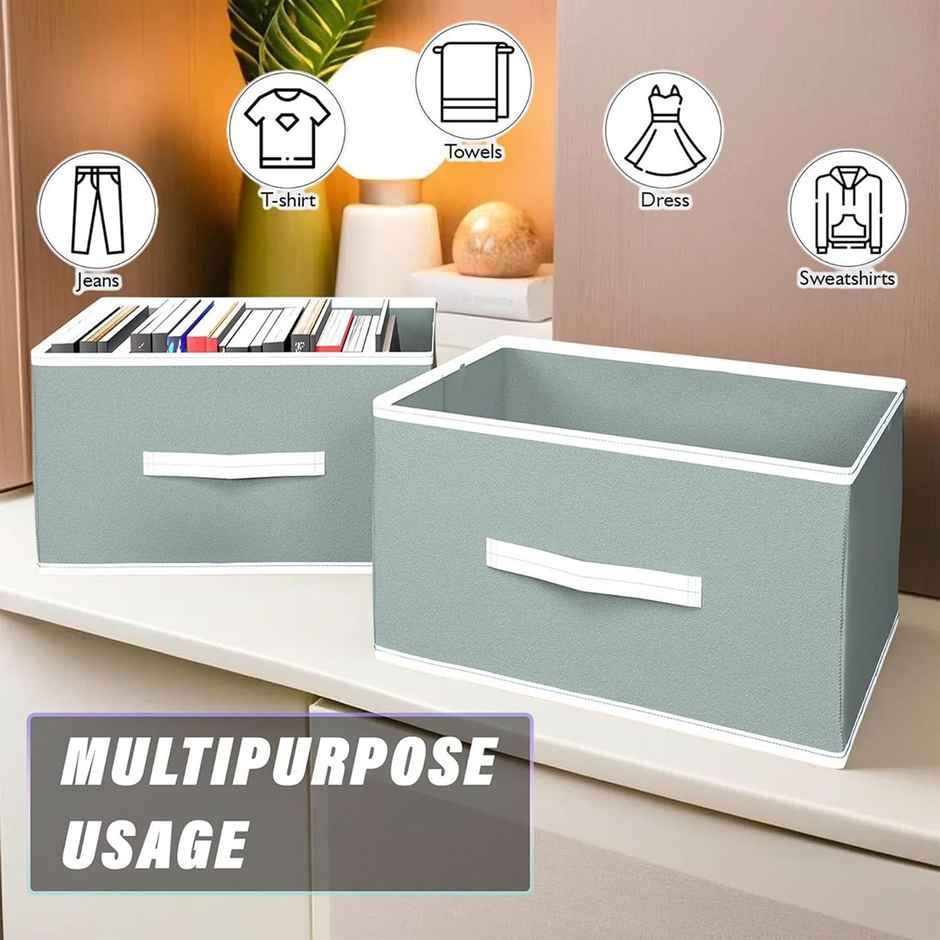 Kuber Industries Pack of 6 Foldable Storage Boxes | Multipurpose Organizer for Clothes|Light Grey
