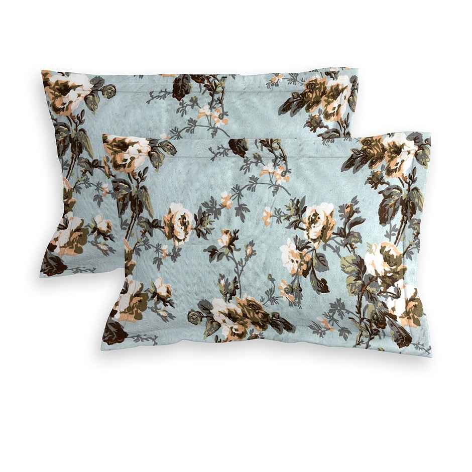 Romee Floral Printed Microfiber Double Bedsheet Queen Size 150 TC| with 2 Pillow Covers| Blue