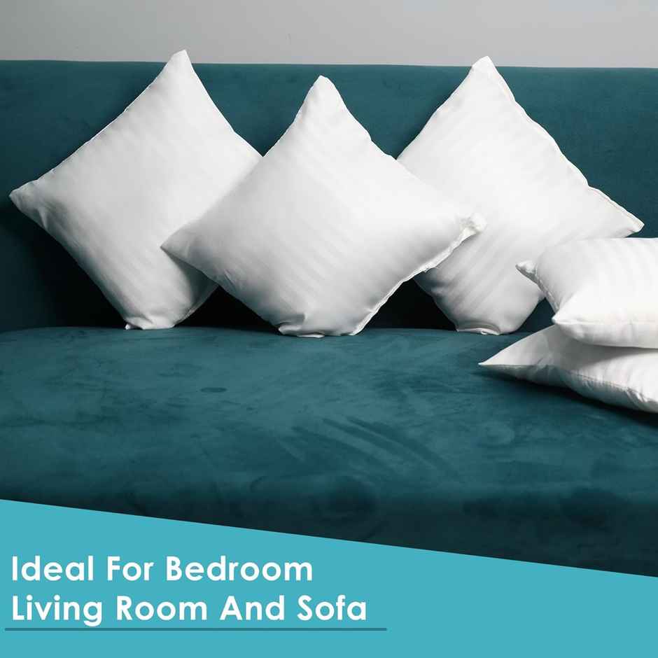 Kuber Industries Small Microfiber Cushion Pillow | 30 x 30 cm | White