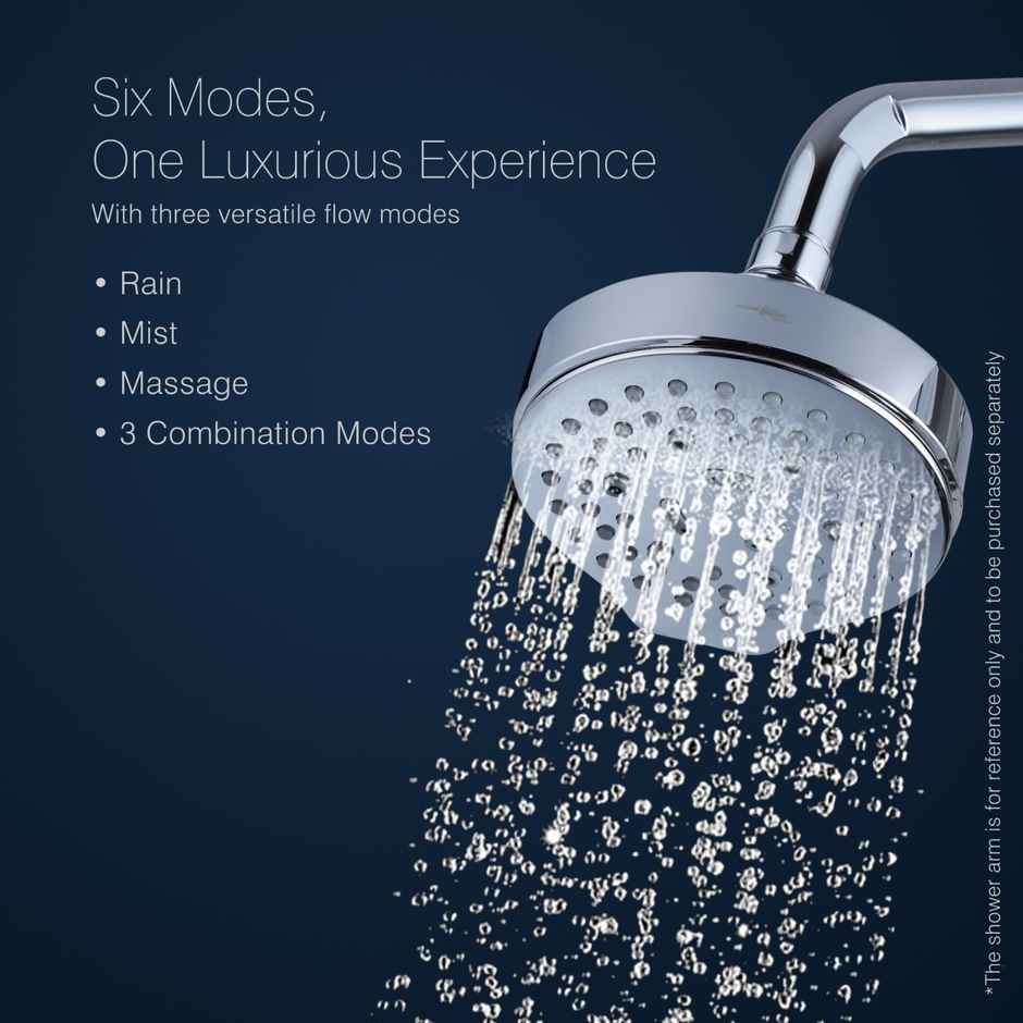 Hindware 6 Mode Overhead Shower without Arm, Rain, Mist, Massage & Combination Modes, Chrome Finish
