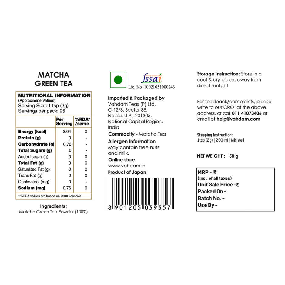 Vahdam Japanese Matcha Green Tea