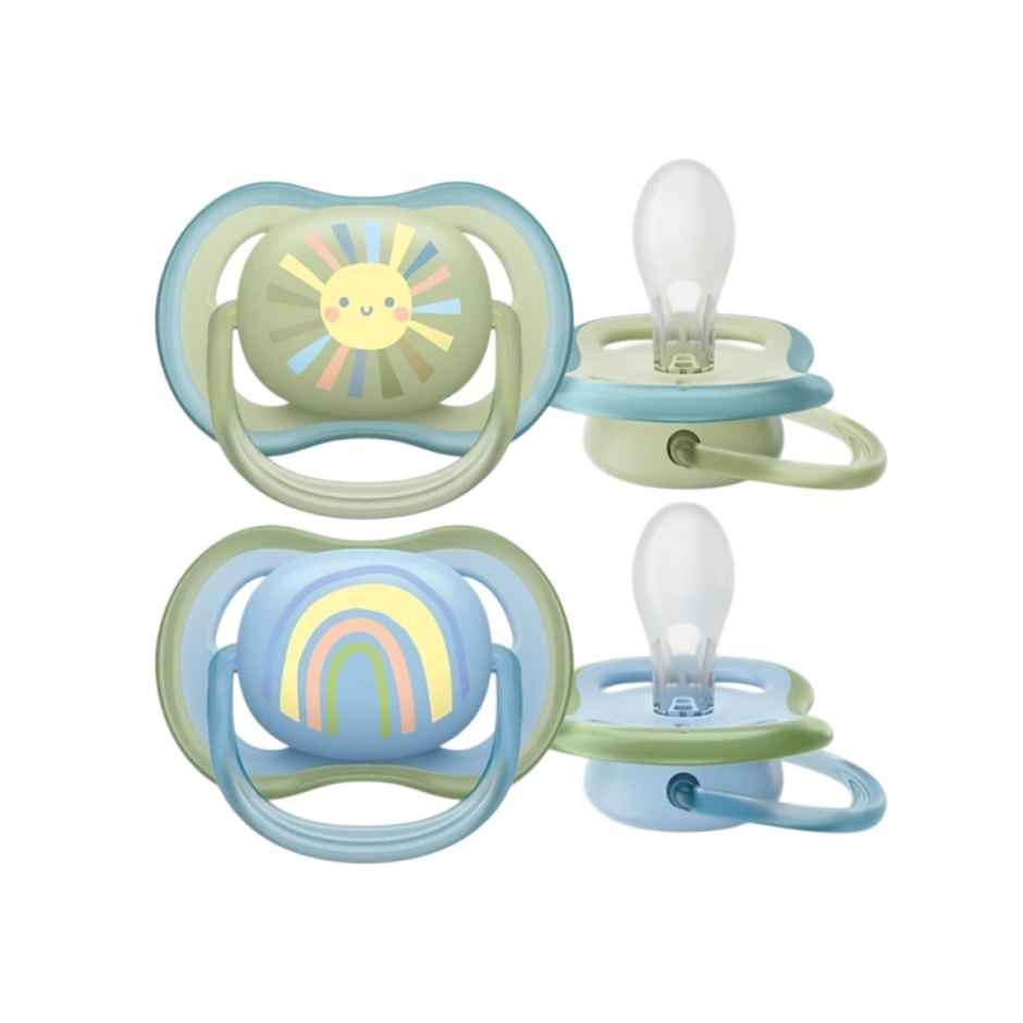 Philips Avent Ultra Air Soother | 2 X Light | Breathable Baby Soothers For Babies 0-6 M |Scf085/58