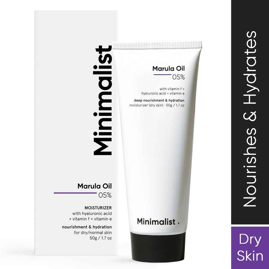 Minimalist 5% Marula Oil Face Moisturizer Cream Based Nourishing & Hydrating For Men & Women (50ml) & Minimalist Niacinamide 10% With Matmarine + Zinc + Acetyl Glucosamine (10ml) Combo