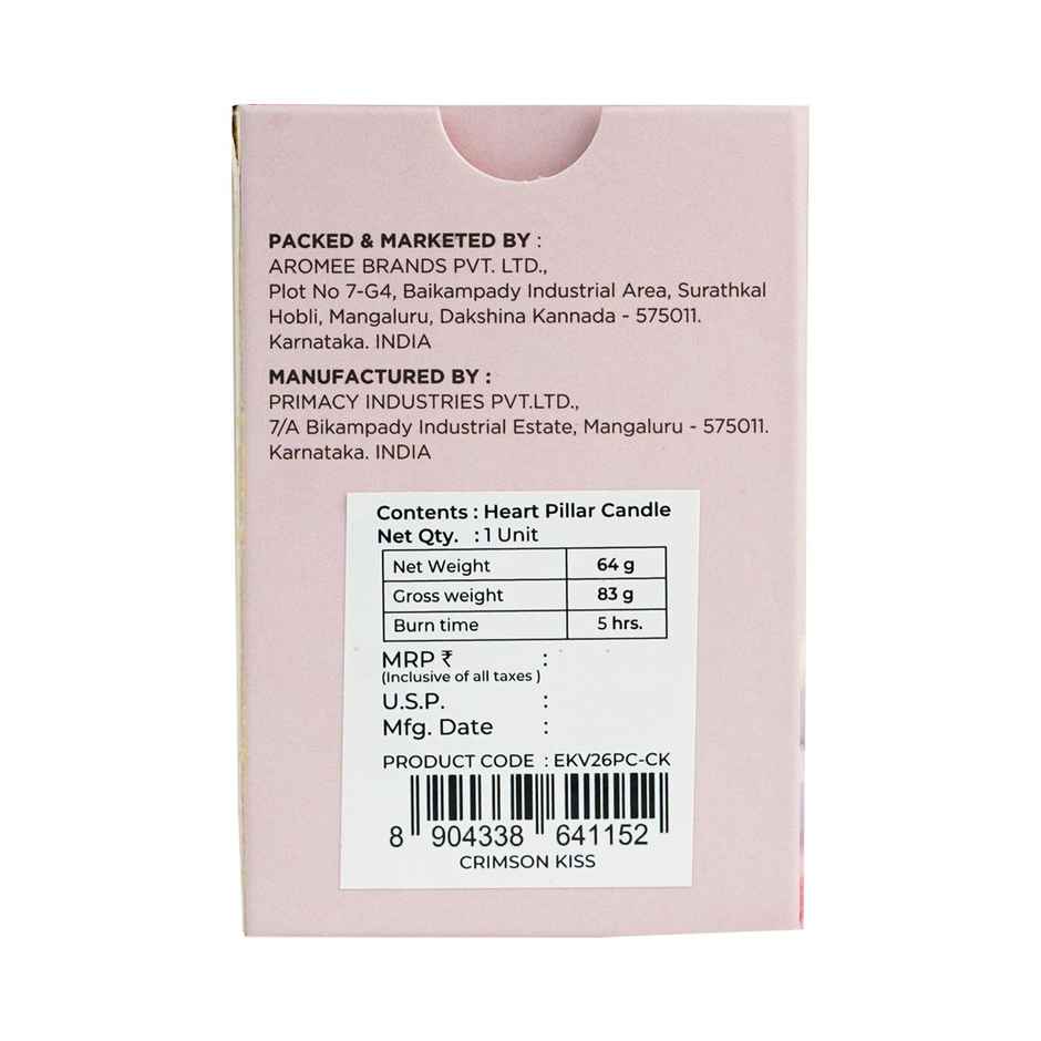 Ekam Crimson Kiss Heart Pillar Candle