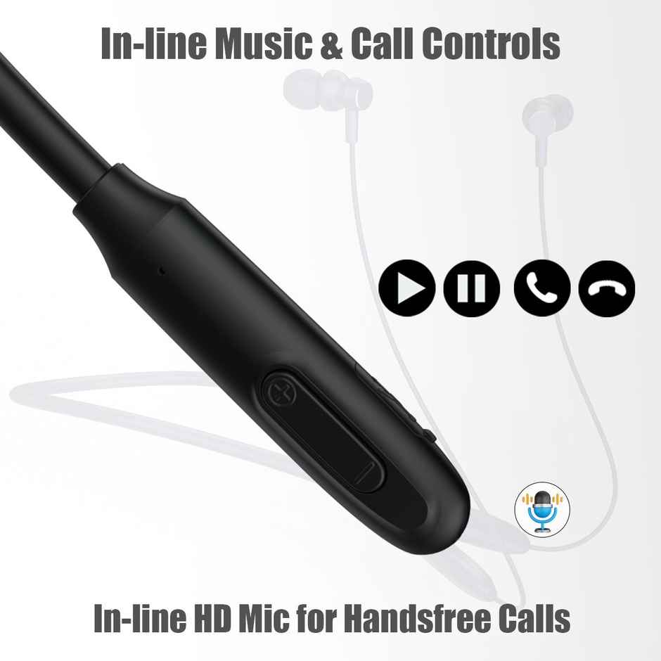 pTron Tangent Flex Wireless Neckband With 38H Playtime | Hd Calls Immersive Sound - Matt Black