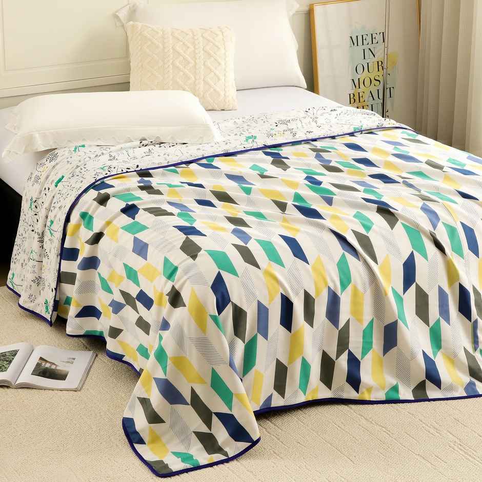 Story@home Printed Single Dohar/Duvet Cover (Cotton, Light Blue, White) (220x144x2 cms)