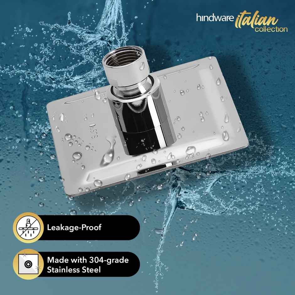 Hindware 100 mm Stainless Steel Ultra Thin Overhead Rain Shower with 225 mm Arm - Square Head