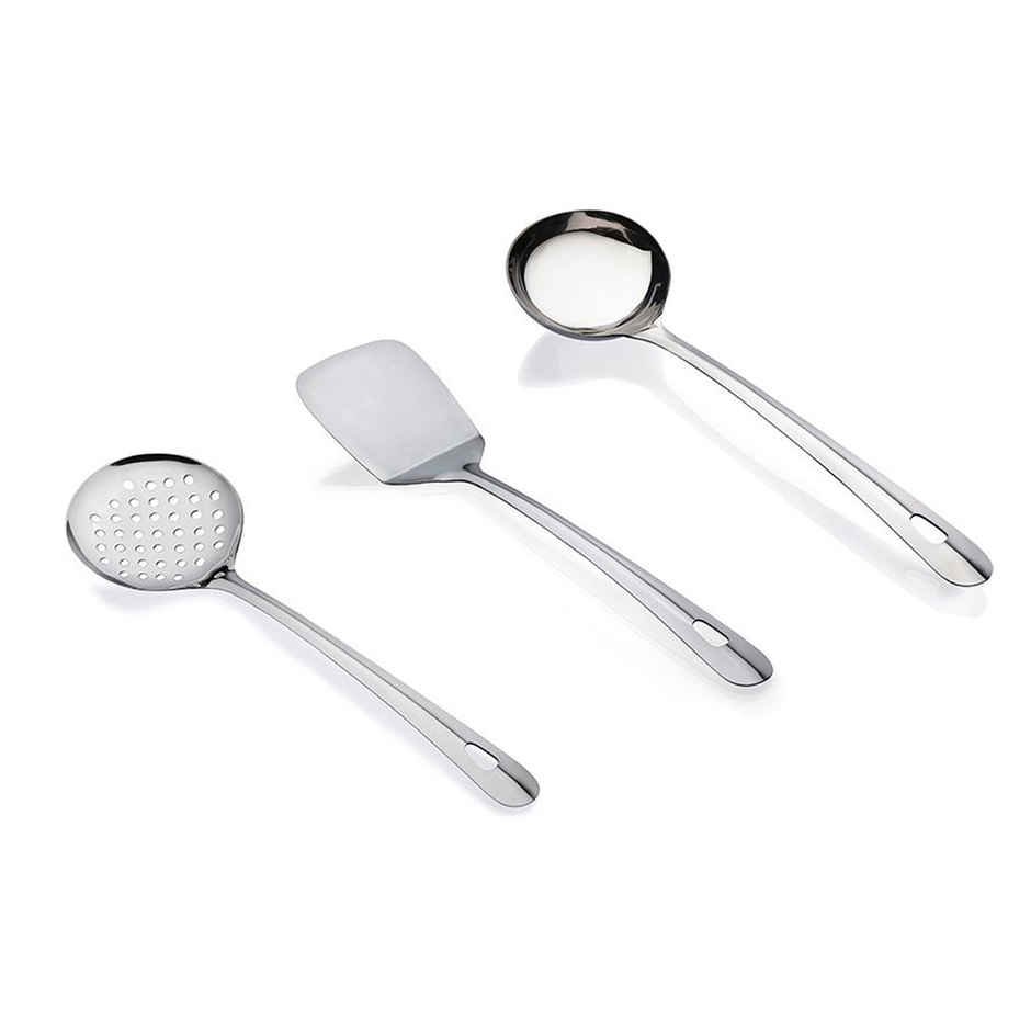 Petals 3 Pcs Cooking Serving Spoons Spatula Set - 9 Inches/23 Cms