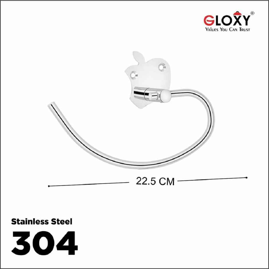 Gloxy Stainless Steel Wall Mounted Napkin Holder & Towel Ring for Bathroom SS304