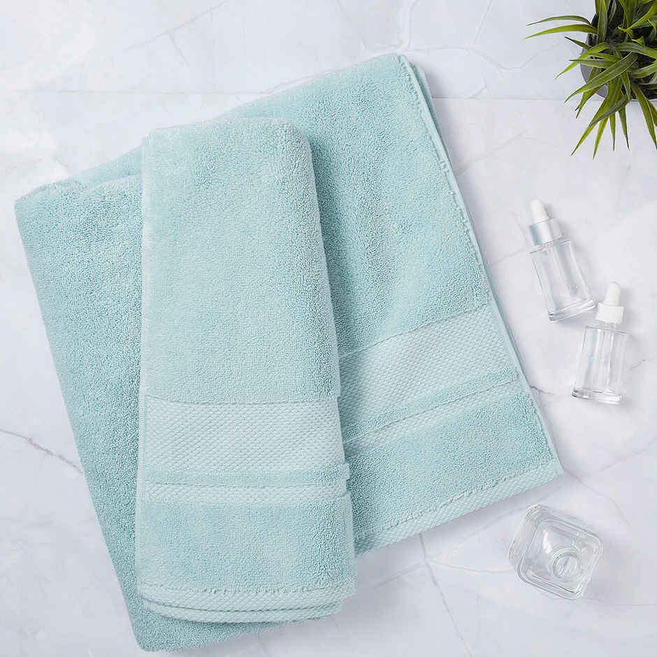 Boutique Living Platinum Pulse 100% Cotton 625 GSM Blue Zero Twist Bath Towel - Pack of 1