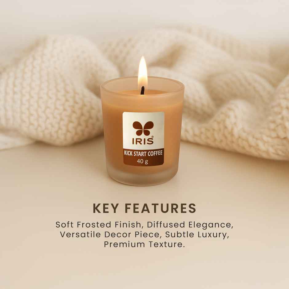 Kickstart Coffee Frosted Shot Glass Scented Candle | 8 Hours Burn Time | Home Decor | IRIS
