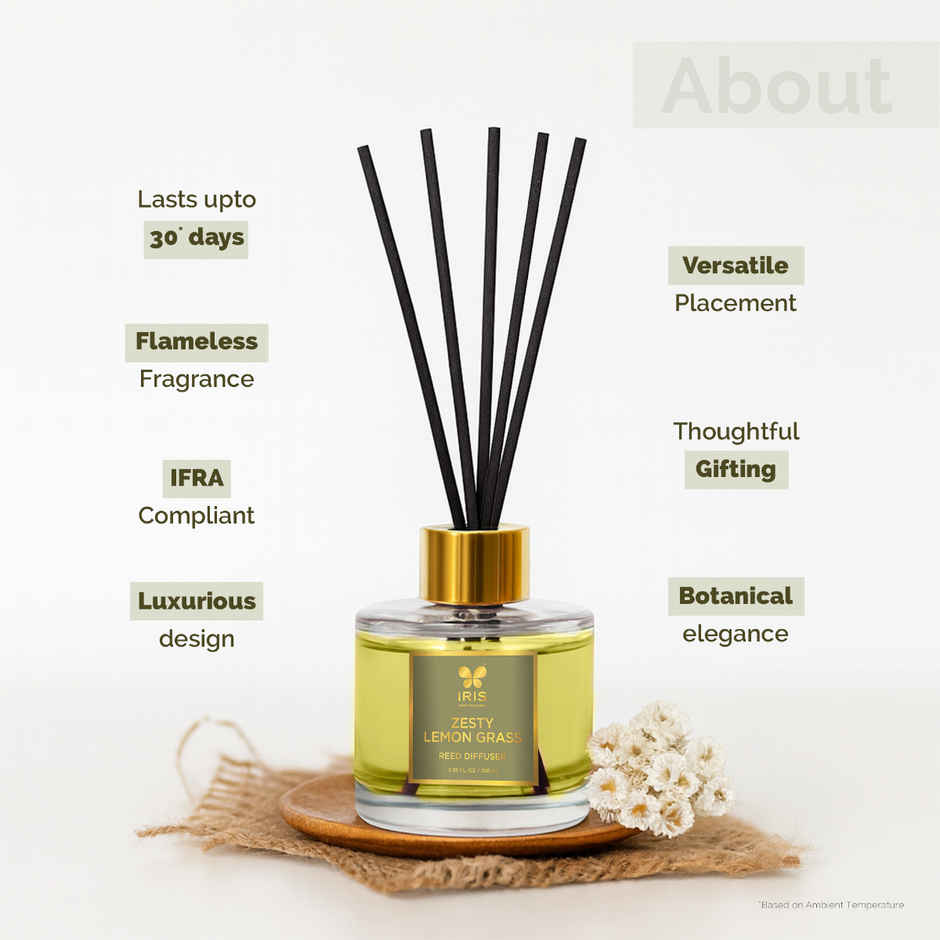 Iris Zesty Lemongrass Aroma Reed Diffuser Set