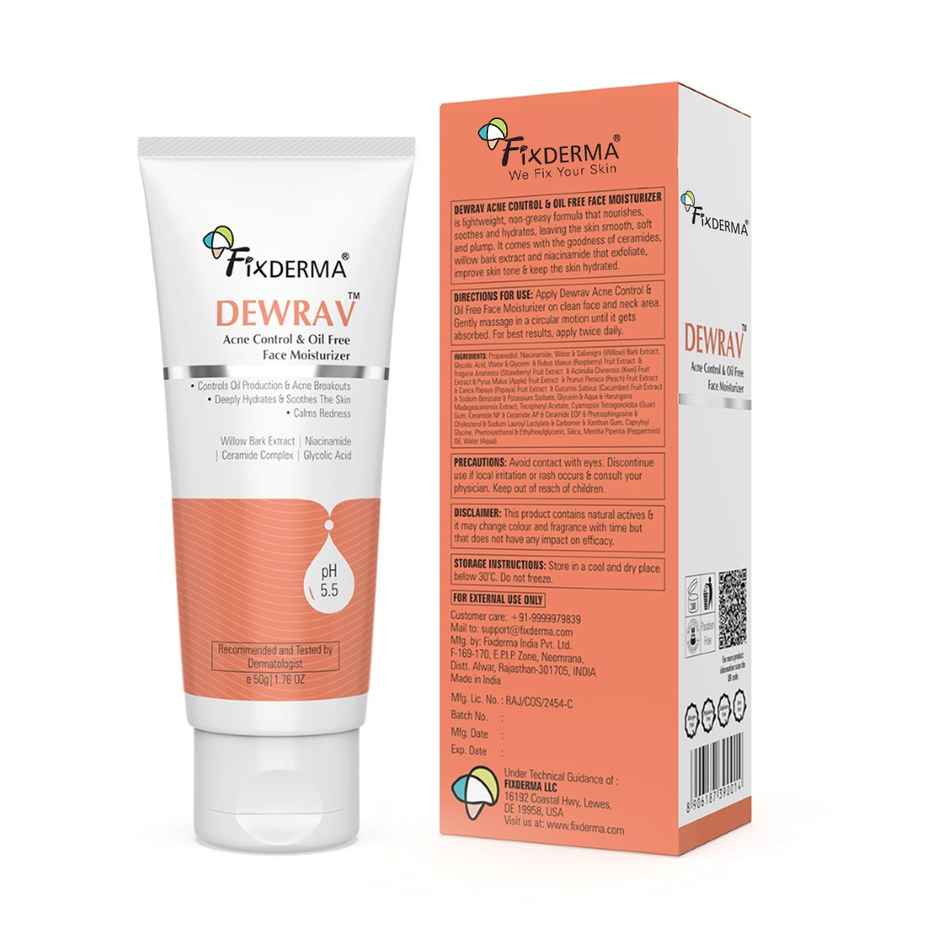 Fixderma Durave Radiance, Brightening & Oil Free Face Moisturizer With Probiotics, Aloe Vera(50gms) & Fixderma Durave Acne Control & Oil Free Moisturizer For Face With Glycolic Acid(50gms) Combo