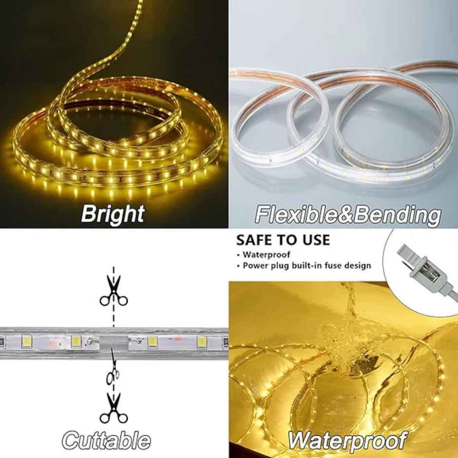 DesiDiya LED Strip Rope Light with Adapter | Warm White | Water Proof | Ceiling Light | 5 m