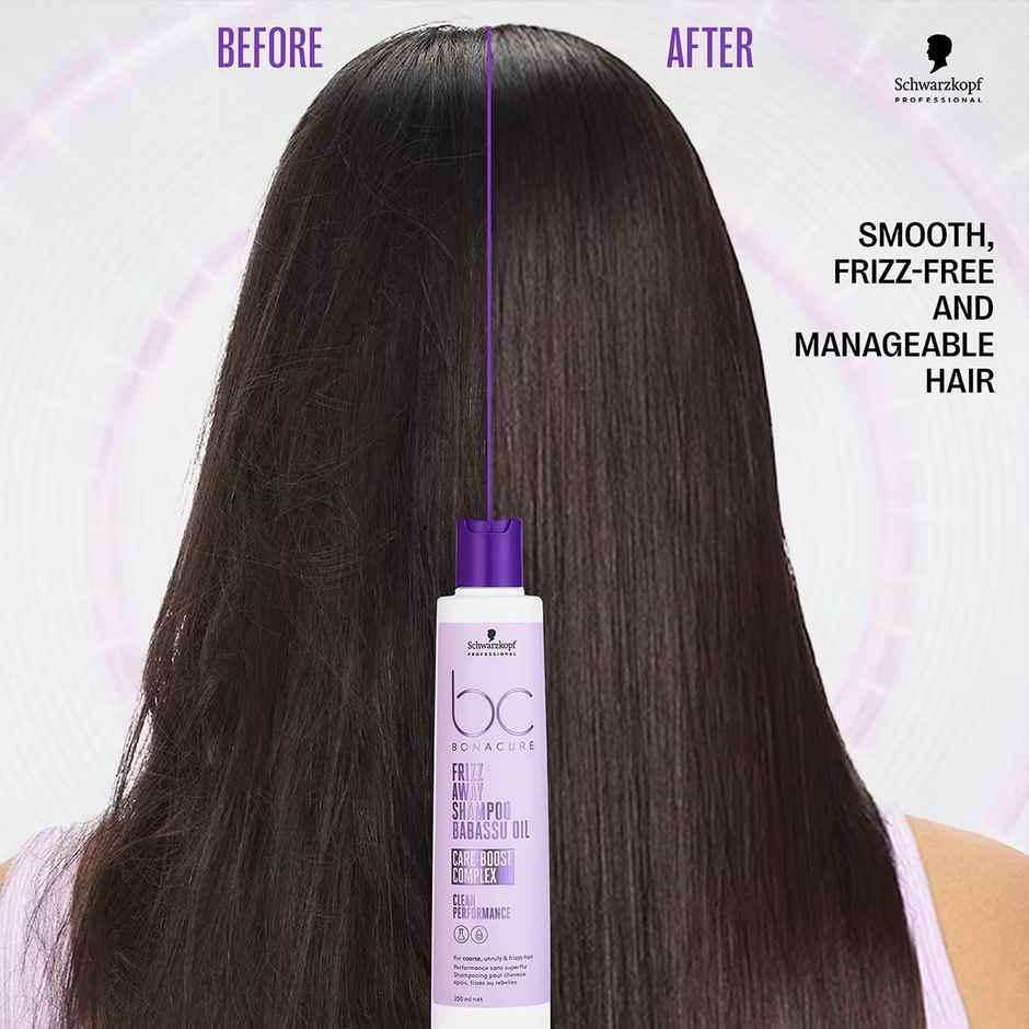 Schwarzkopf Professional Bonacure Frizz Away Shampoo With Babassu Oil,With Vegan Keratin(250ml) & Schwarzkopf Professional Bonacure Frizz Away Conditioner With Babassu Oil With Vegan Keratin(200ml) Combo