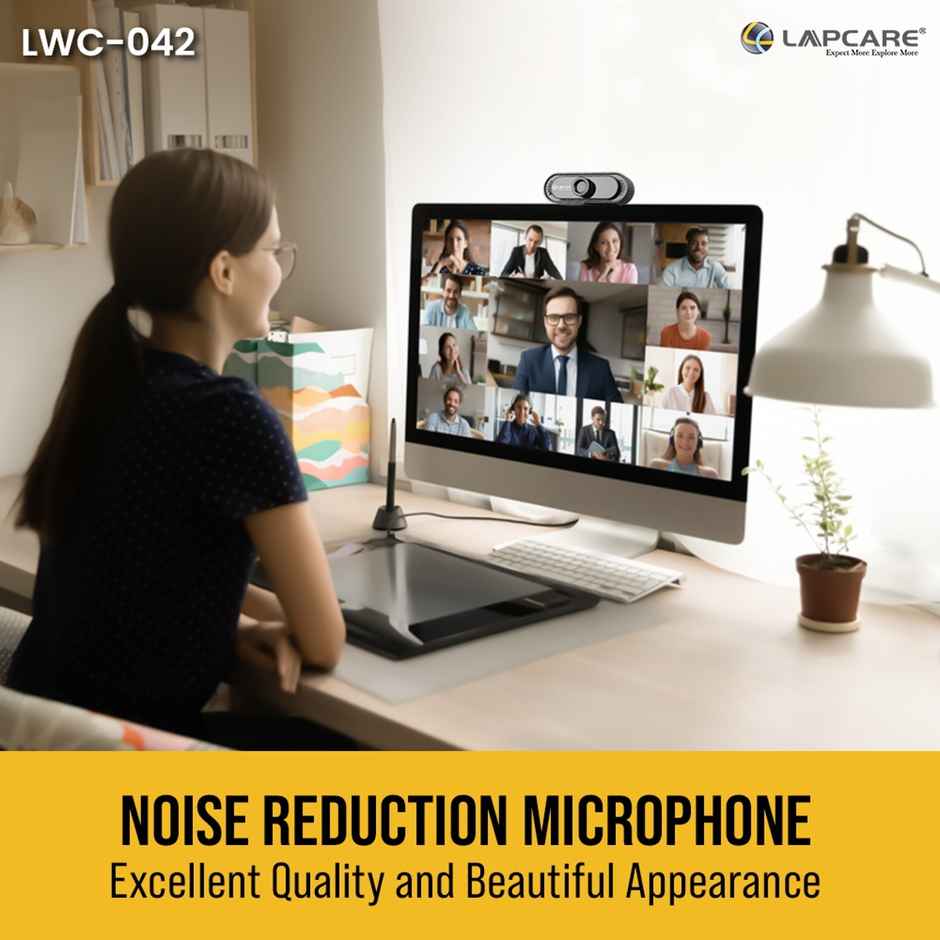 Lapcare Lapcam HD 720M P, Noise Isolated Microphone with Computer HD stremaing Web cam for Desktop & Laptop with mic with Wide Angle Lens & Large Sensor for Superior Low Light, Optical - Black