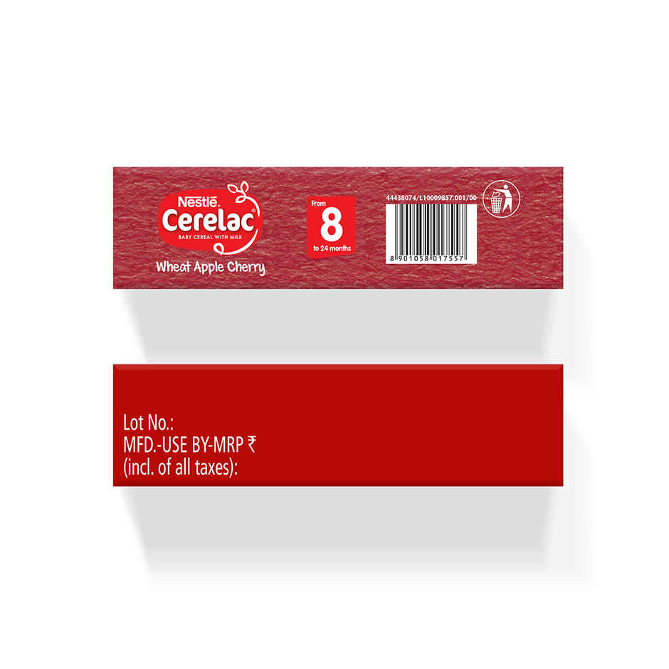 Nestle CERELAC Wheat Apple Cherry Baby Food Cereal, No Preservatives, 8 to 24 Months