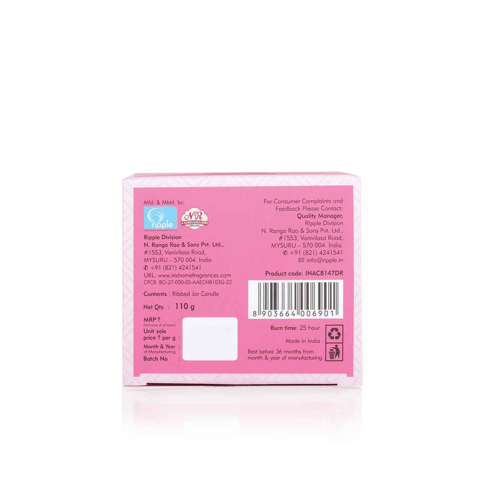 IRIS Damask Rose Ribbed Jar Scented Candle