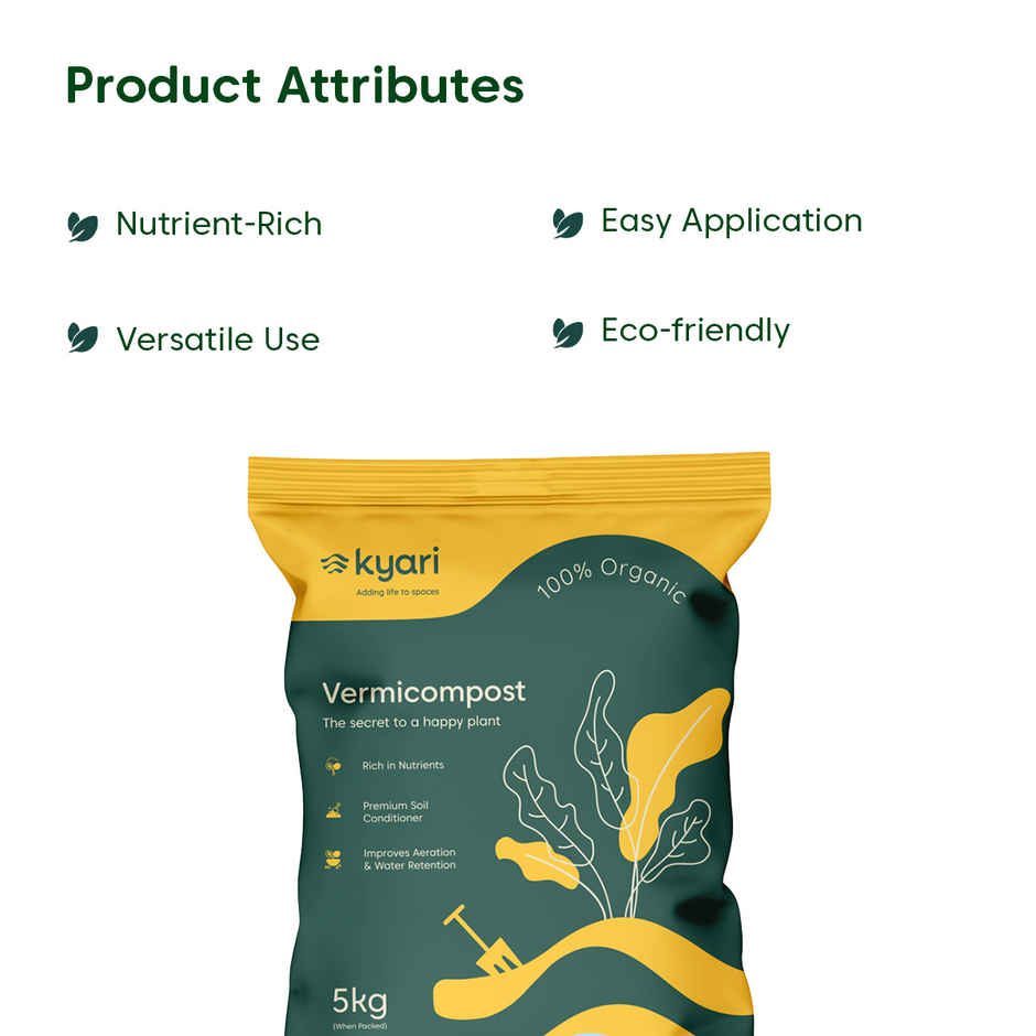 Kyari Vermicompost For Plants | Organic Fertilizer and Manure |5 kg | Garden Accessory