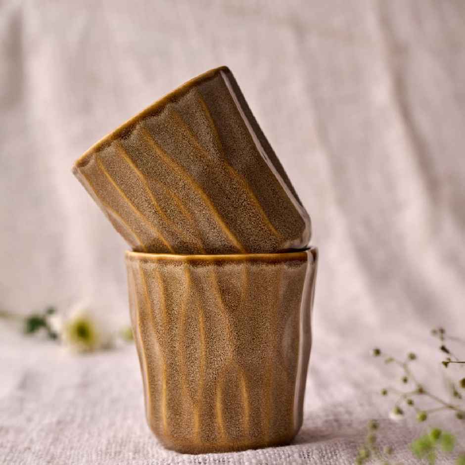 Curaa Rustic Ceramic Tumbler Set Of One For Office | Home-Travel-Gifting | Handcrafted - 280 ml