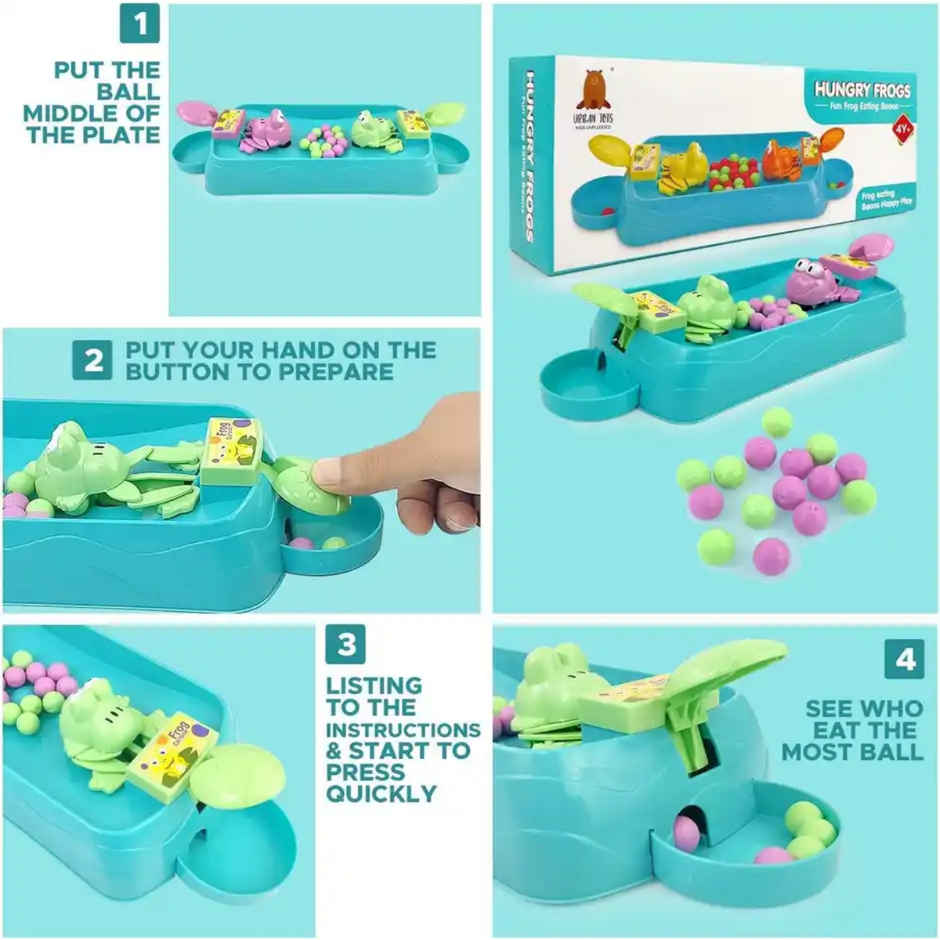 Fablue Hungry Frogs Tabletop Game Toy For Kids 2 Players | Interactive Indoor Fun Game