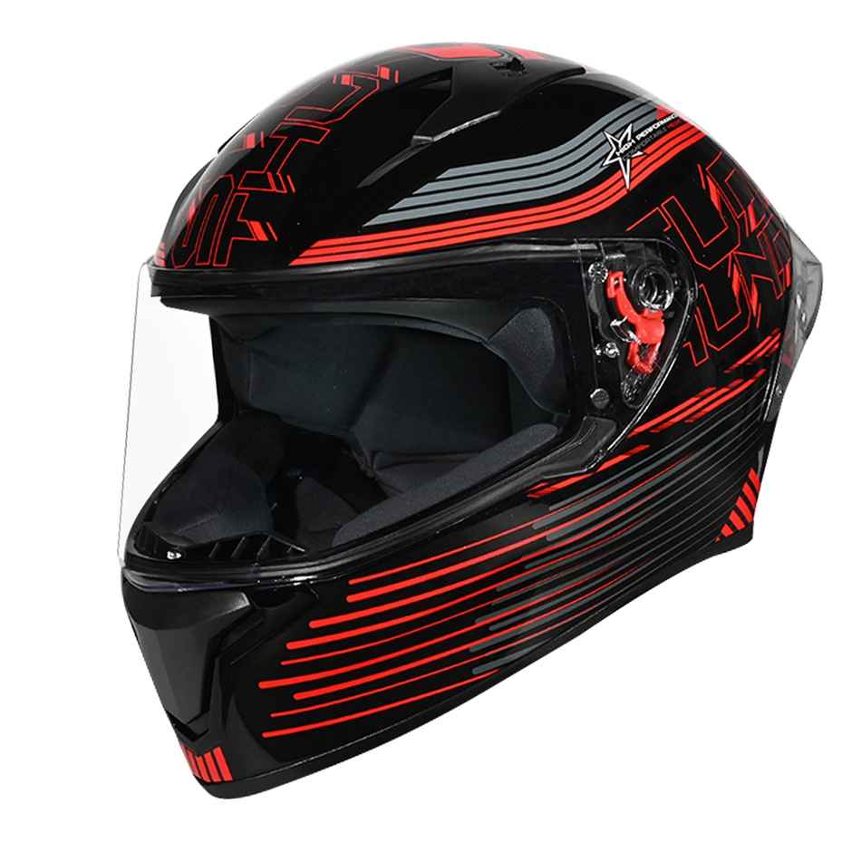 Studds Thunder D11 Full Face Helmet with Spoiler |Black Red - XL