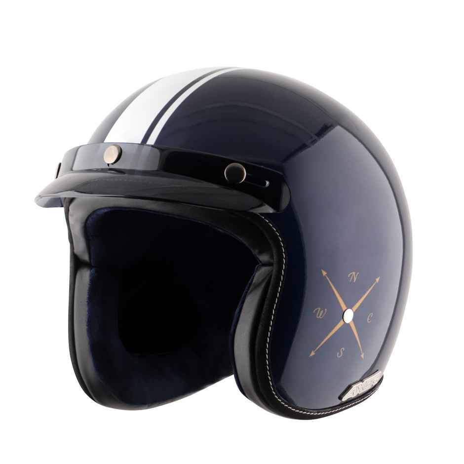 Axor Retro Jet Euro Globe Isi Ece And Dot Certified Open Face Helmet - Royal Blue Helmet - XL