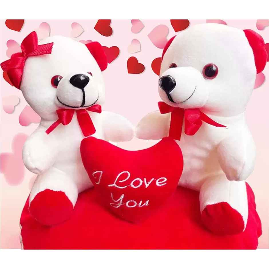 Dearjoy Teddy Couple Sitting On A Heart 30 cm