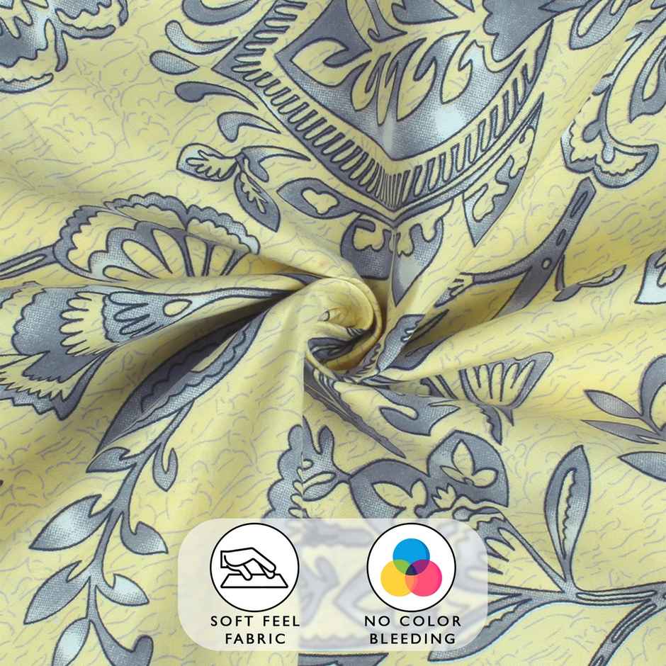 Story@Home 160 TC Microfiber Single Floral Flat Bedsheet | Cream