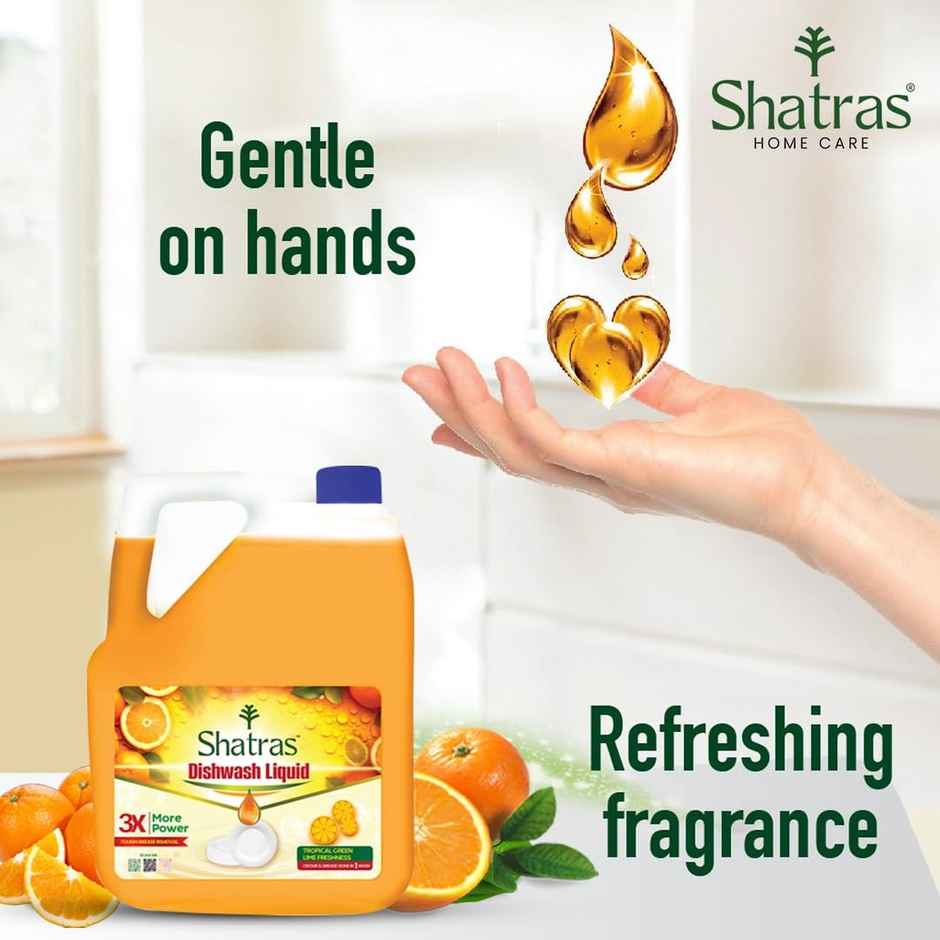 Shatras Liquid Dishwash Gel With Active Green Lime | Pack Of 2 | 5 L Each