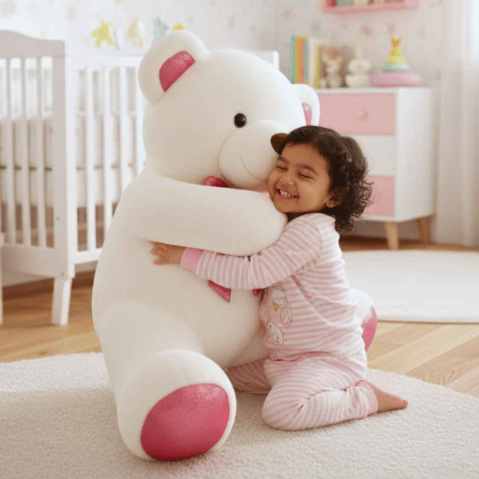 Toytales Cute Teddy Bear Soft Toy | White Plush Stuffed Animal Toy 85 cm