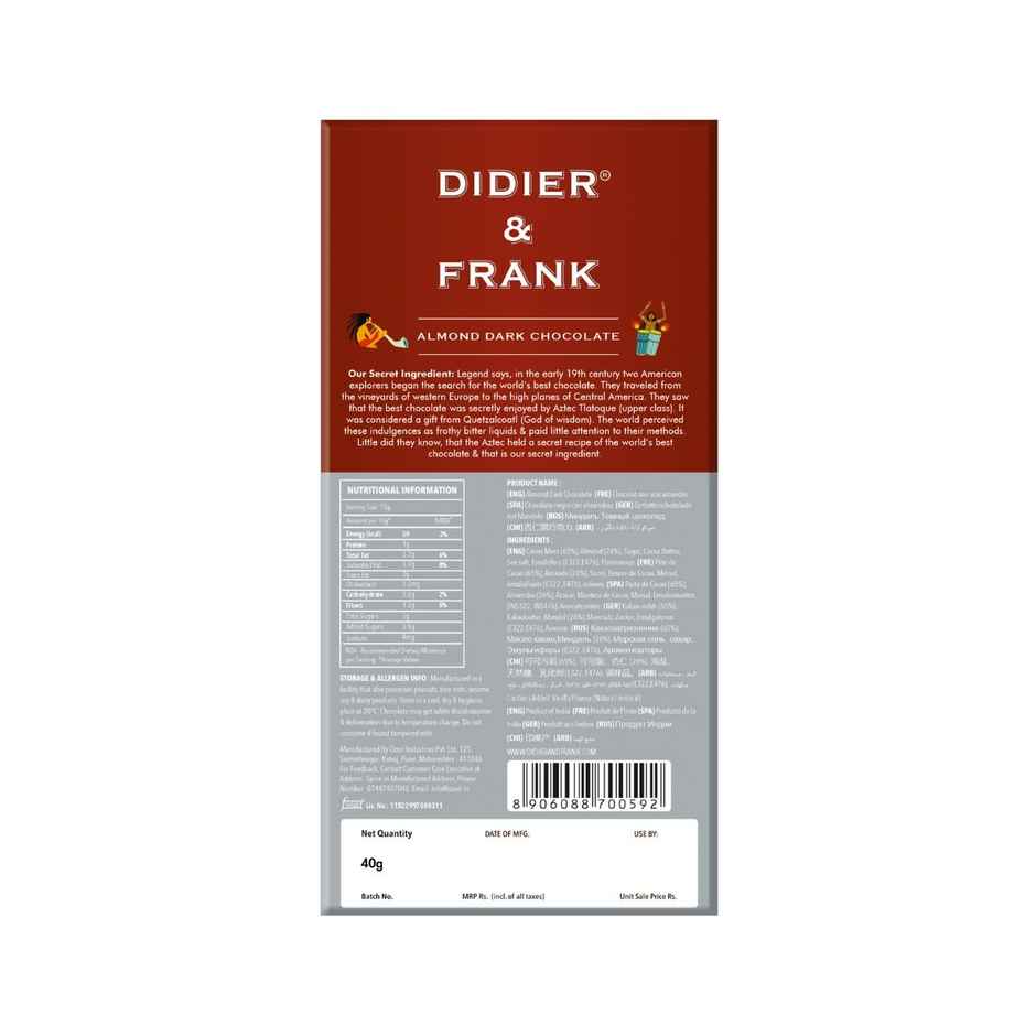 Didier & Frank Almond Dark Chocolate Bar