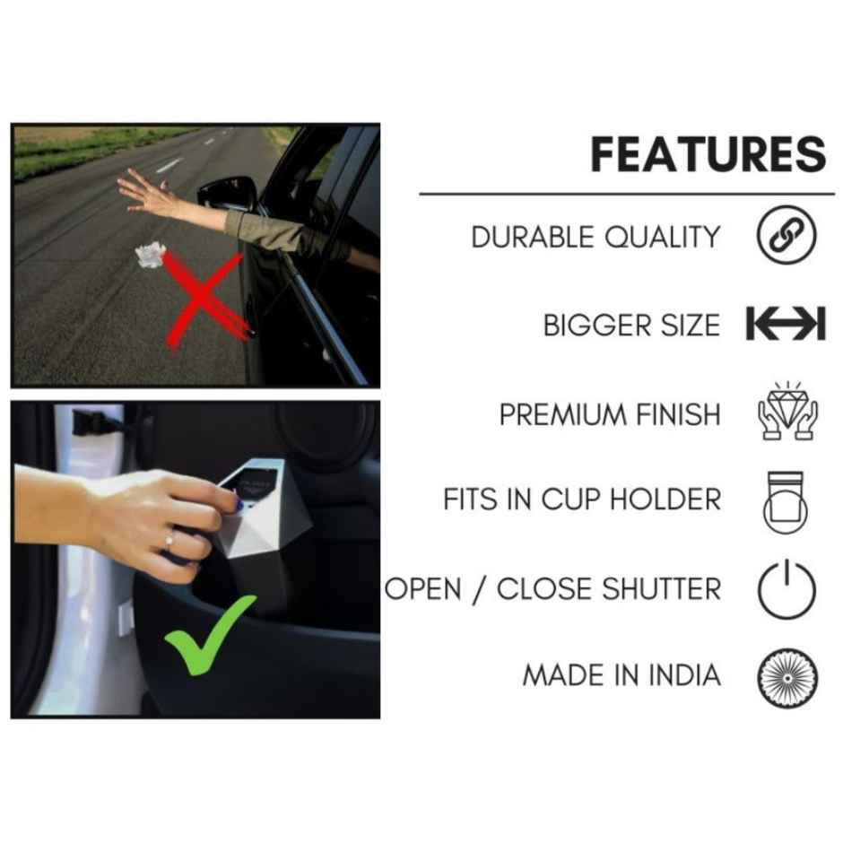 Involve Your Senses Diamond Shape Car Dustbin | Portable Car Accessory Trash Can